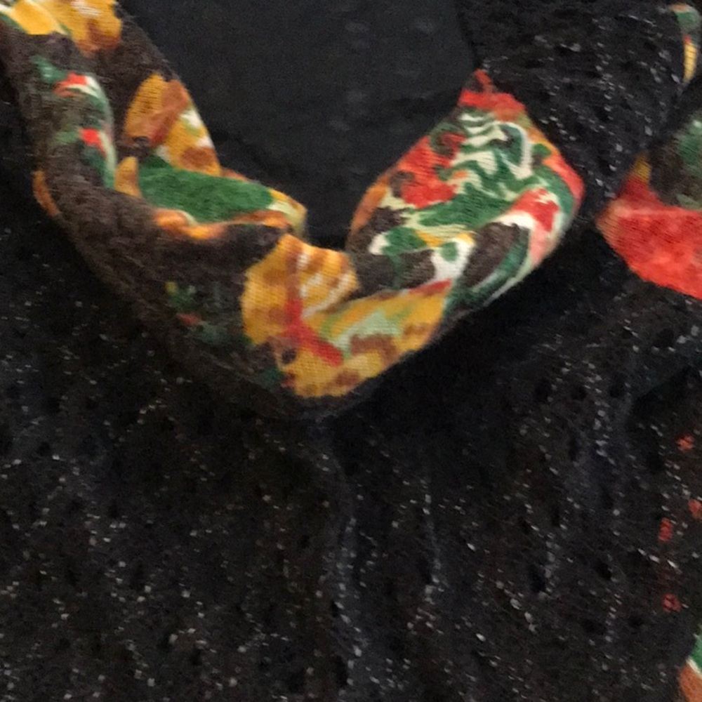 Cowl neck mixed media top/ sweater S - Picture 6 of 7